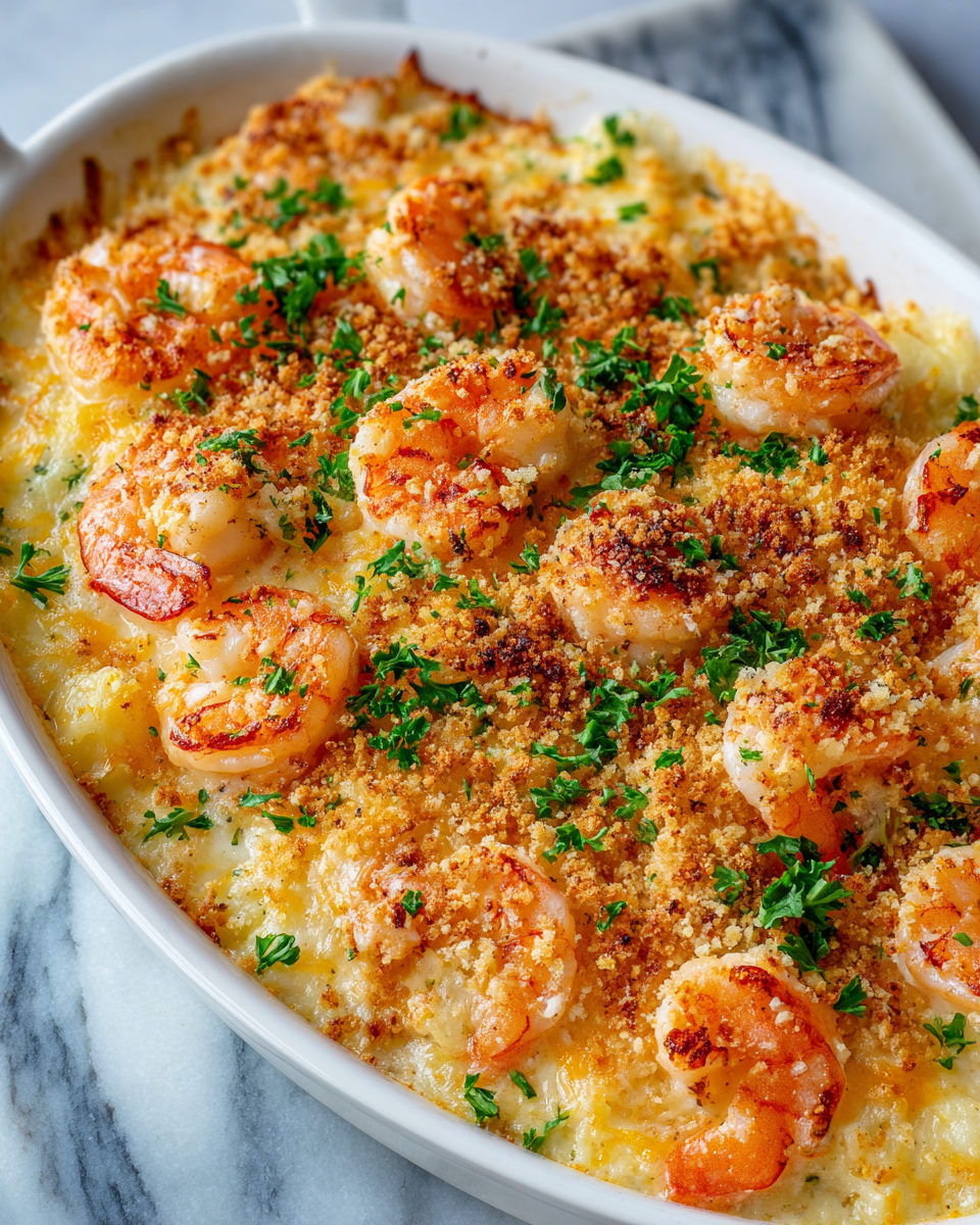 Ultimate Baked Shrimp Casserole with Buttery Crumb Topping Family Favorite Dinner